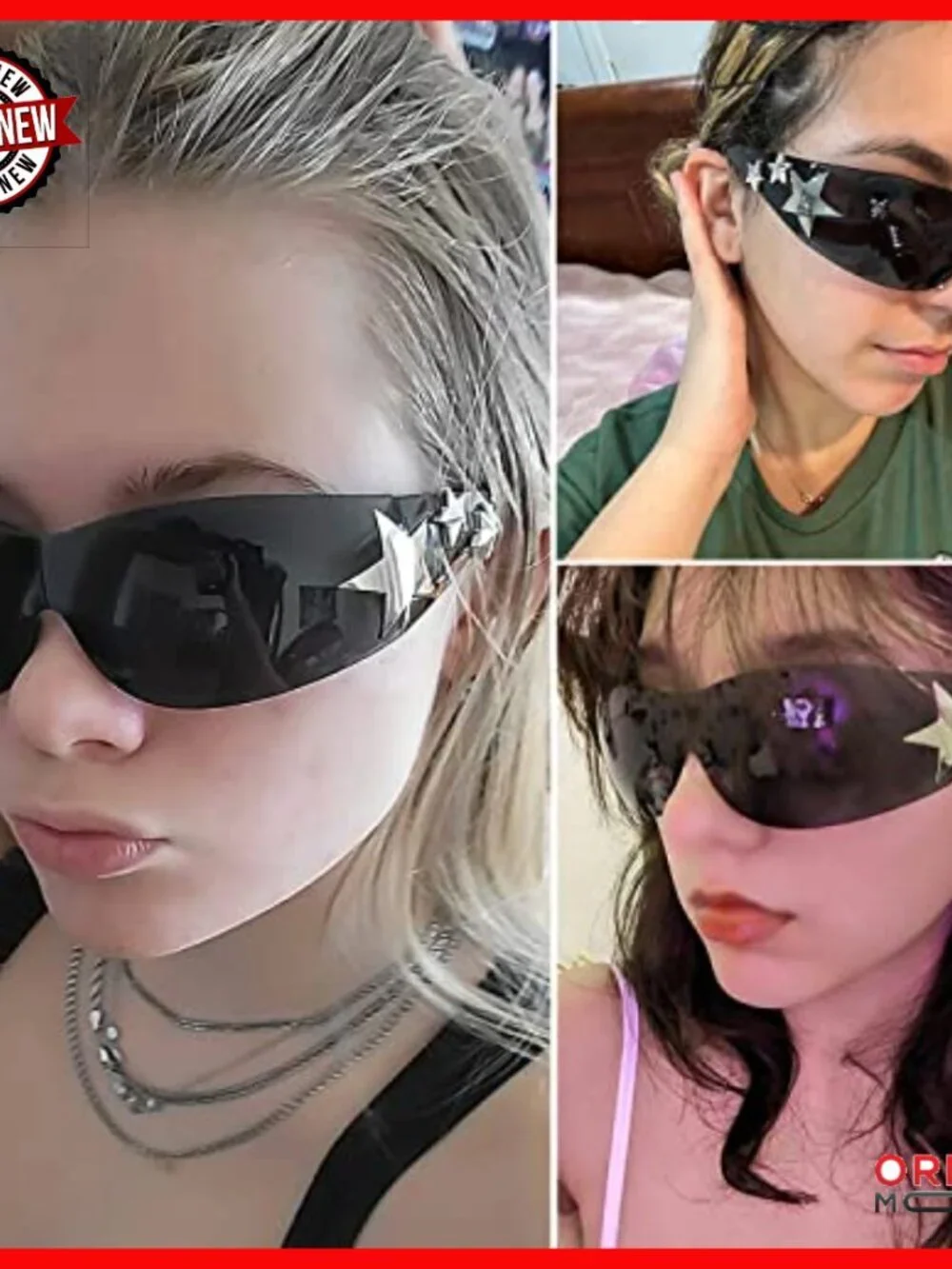 Rimless Y2K Sunglasses Wrap Around Shield Glasses UV400 Protection